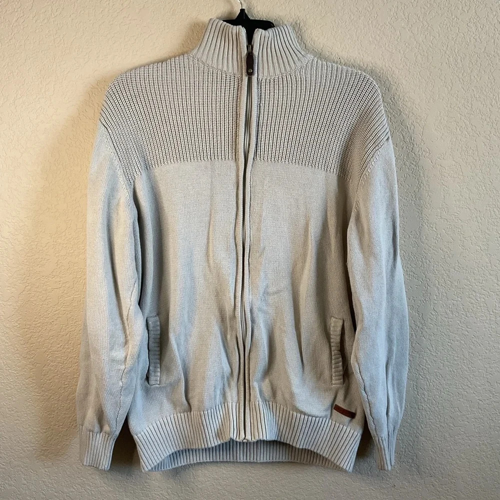 Newport Mens Full Zip Knit Cardigan‎ Mock Neck Sweater Size Large